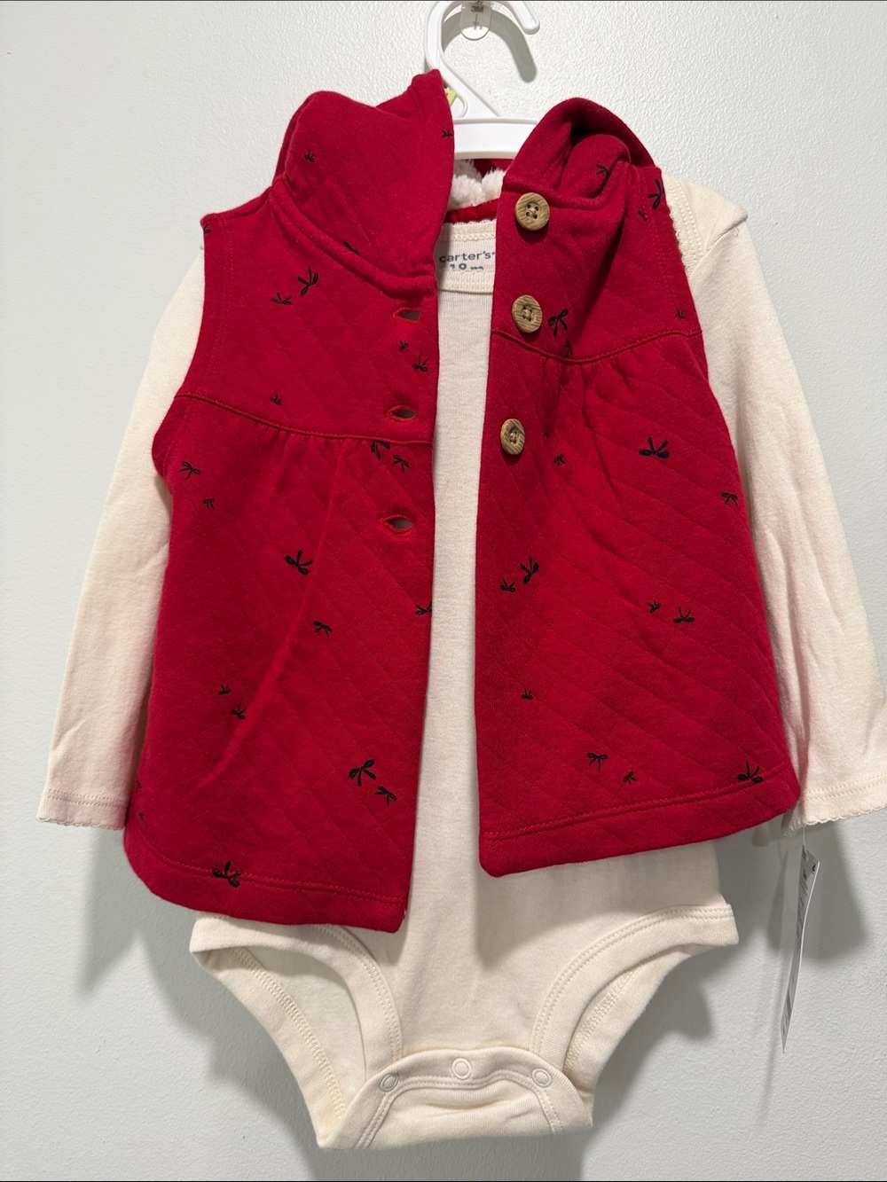 Carter's Red Quilted Vest with Cream Bodysuit